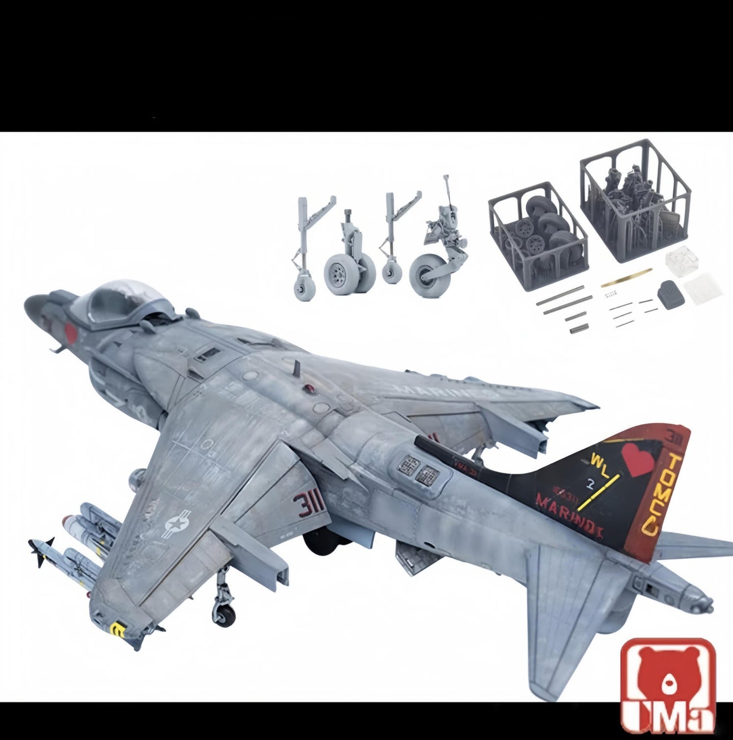 UMa 1/48 D1001 AV-8B Harrier II Kit and ROCKIT 480301 New 3D-Print Landing Gears