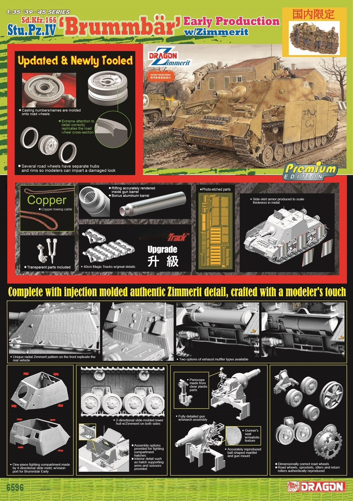 DRAGON 6596 1/35 German Sd.Kfz.166 No.4 Assault Tank "Grizzly Bear" Early Type Model Kit