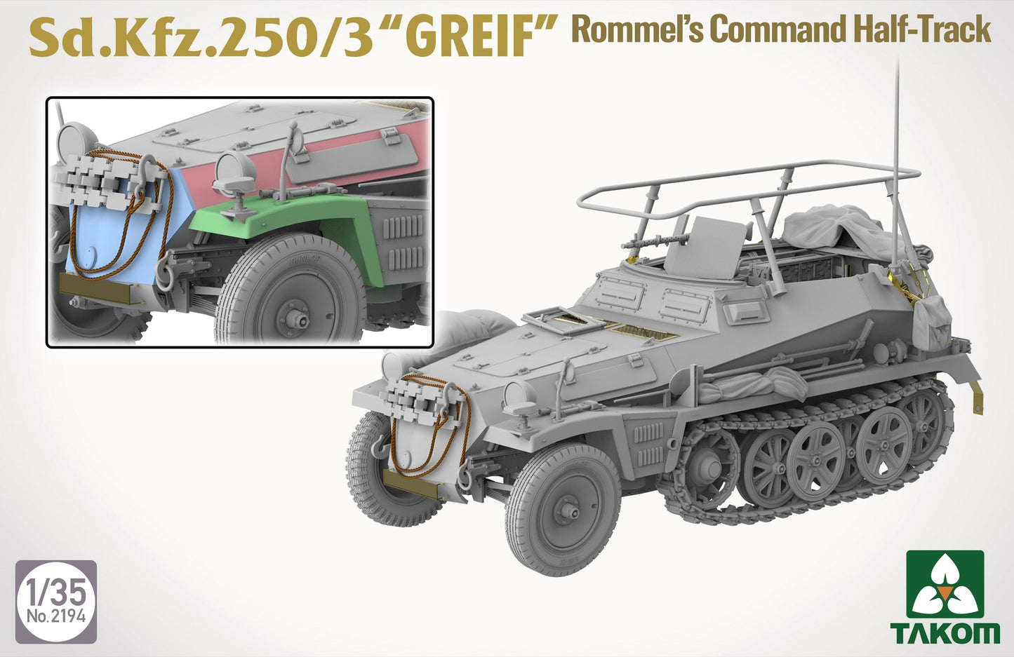 Explore this TAKOM 2194 1/35 Scale Sd.Kfz.250/3 Greif Half-Track Tank Model Kit