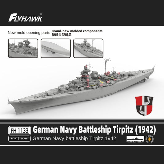 1/700 Scale German Navy Battleship Tirpitz(1942) Model Kit | Flyhawk FH1133 - ModelHives