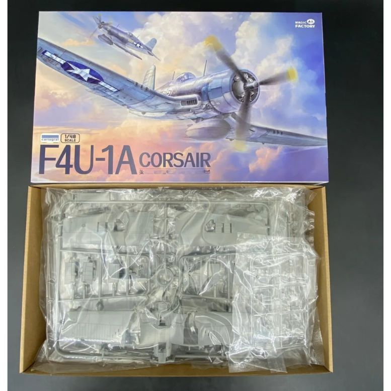 Build the US F4U-1A CORSAIR Airplane Model Kit with 1/48 scale, detailed engine, photo-etch parts, and two tire options for a complete experience.