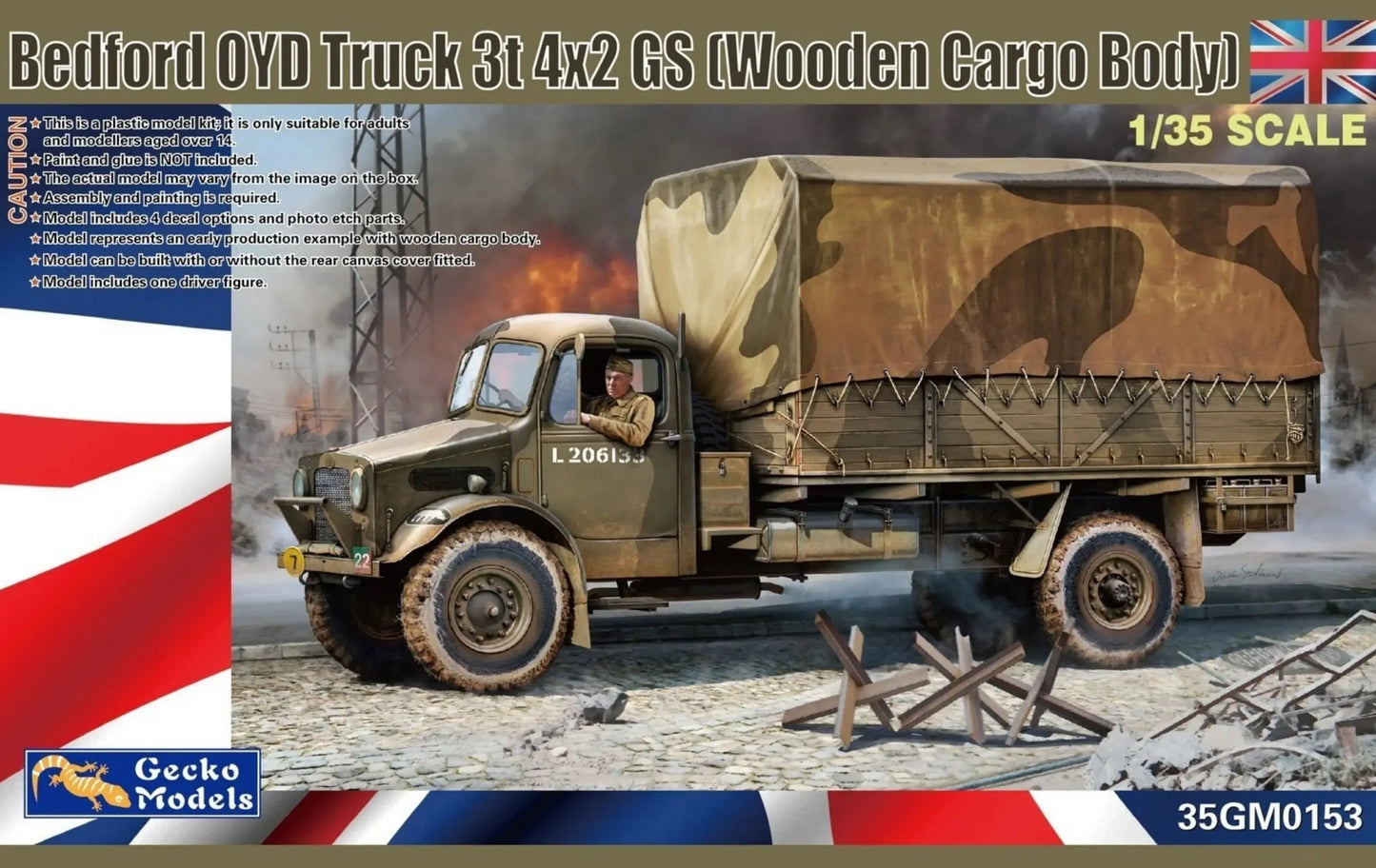 Gecko 35GM0153 1/35 Bedford OYD Truck 3t 4x2 GS (Wooden Cargo Body) Model Kit ModelHive