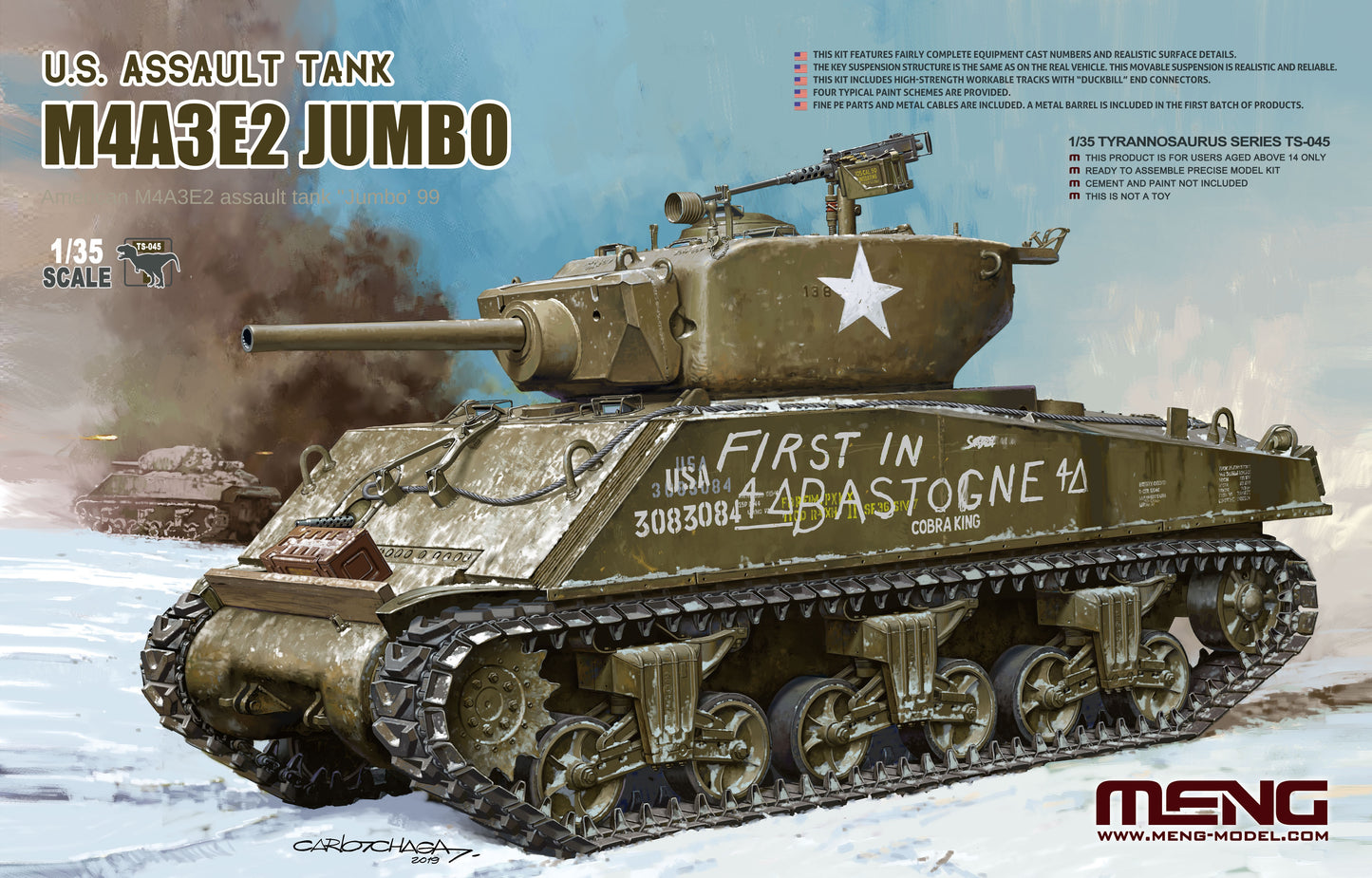 MENG TS-045 1/35 U.S. Assault Tank M4A3E2 Jumbo Assembly Model Kit