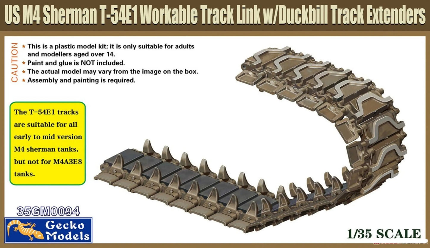 Gecko Models 35GM0094 1/35 US M4 Sherinan T-54E1 Workable Track link w/Duckbill ModelHive