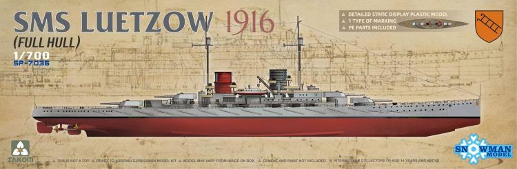 SNOWMAN SP-7036 1/700 SMS LUETZOW 1916 Cruiser Single Full Hull Model Kit