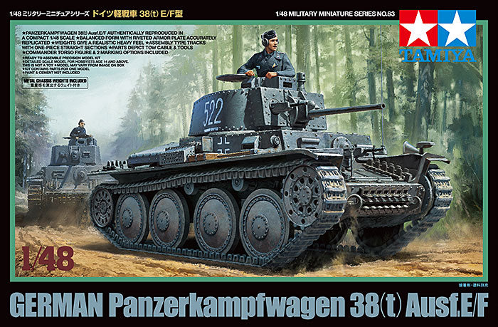 Tamiya 32583 1/48 SCALE GERMAN PANZERKAMPFWAGEN 38(t) Ausf.E/F MODEL KIT