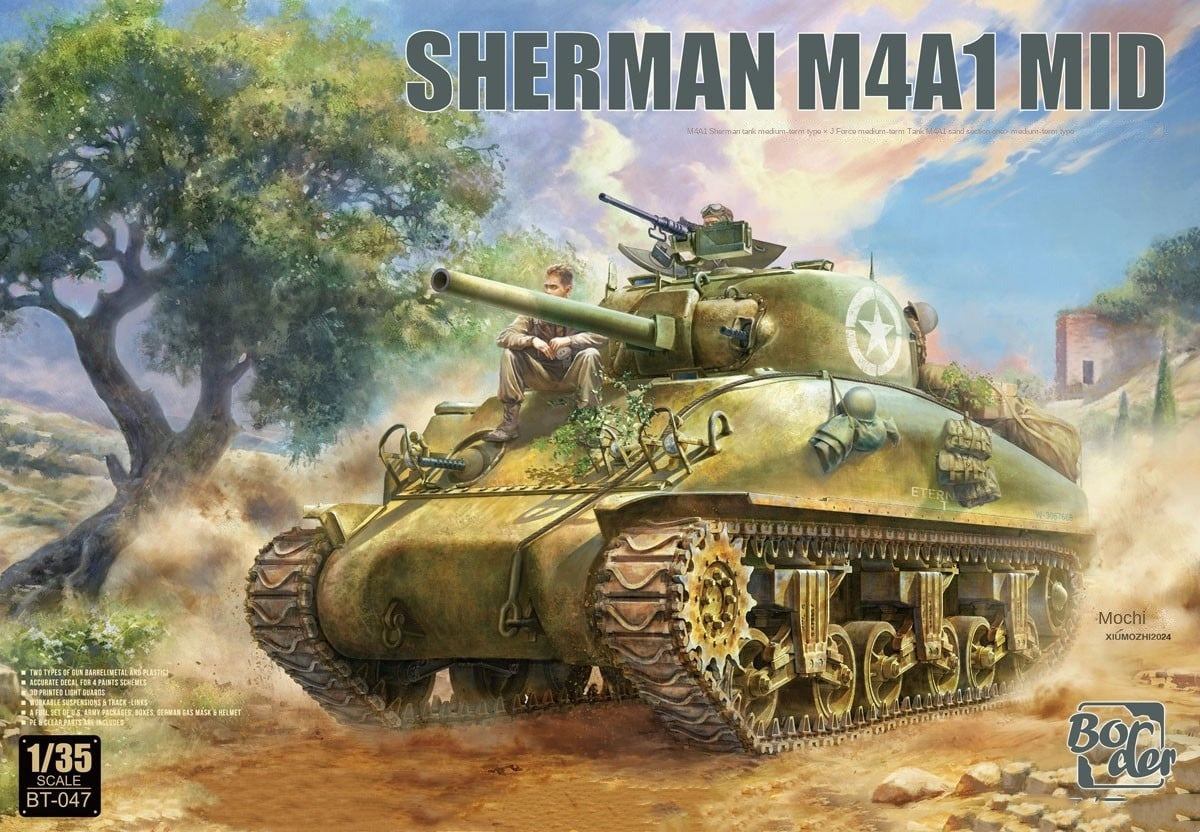 Border BT-047 1/35 Scale Sherman M4A1 Mid Tank Model Kit ModelHive