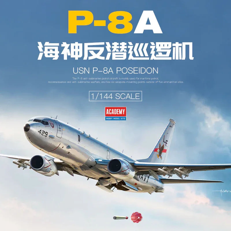 Academy AC12635 1/144 USN P-8A POSEIDON Antisubmarine Patrol Aircraft - ModelHives