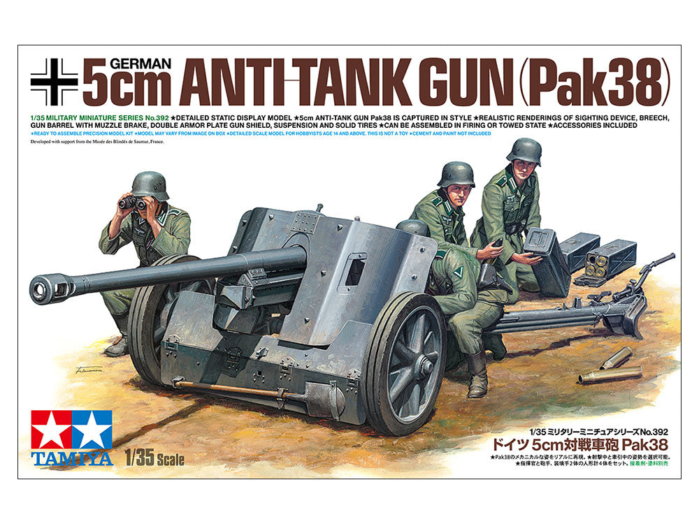 Tamiya TA35392 1/35 German 5 cm Anti-Tank Gun (PaK 38) Military Model Kit