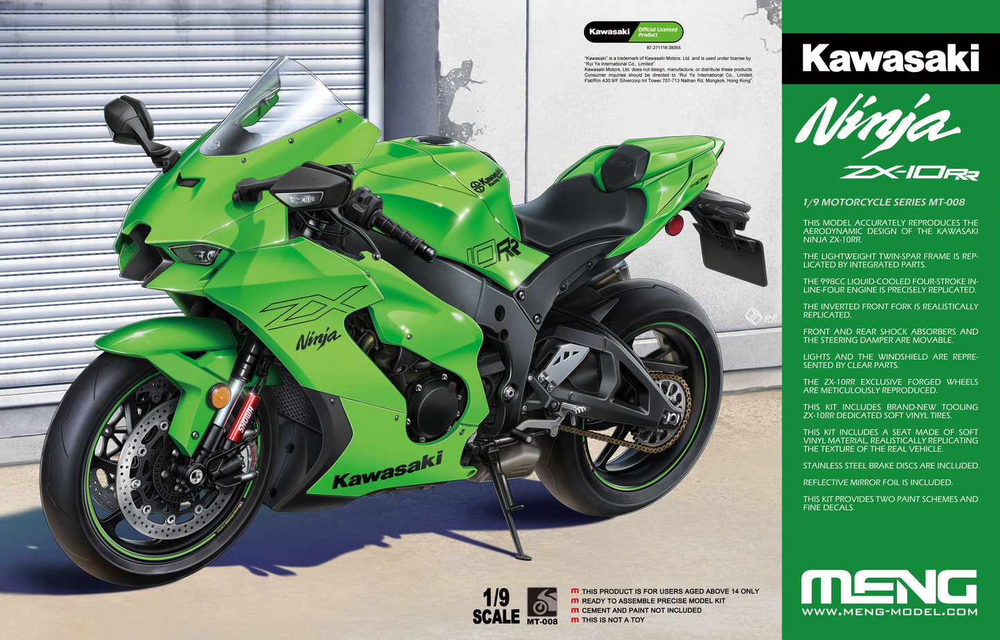 MENG MT-008 1/9 Kawasaki NINJA ZX-10RR Motorcycle Model Kit¡ªSpecial Edition