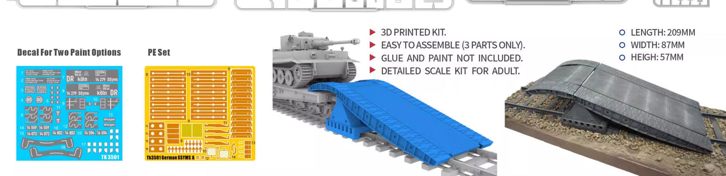 German 80ton Type SSYMS Flatcar Schwerer Platformwagen 1/35 Model Kit | T-Model TB001
