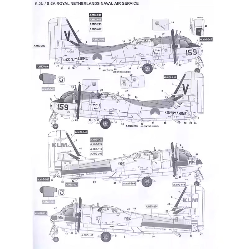 Kinetic K48118 1/48 S-2N/S-2A Royal Netherlands Naval Air Service Tracker Model Kit - ModelHives