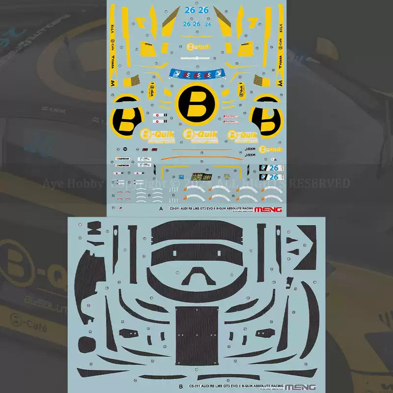 Discover the MENG CS-011 1/24 R8 LMS GT3 EVO II B-Quik Absolute Racing Model Kit