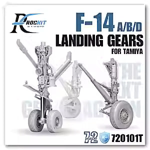Upgrade your Tamiya kit with ROCKIT 720101T 1/72 F/14 A/B/D landing gears made from high-quality 3D-print resin and metal parts for enhanced realism.