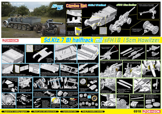 Dragon 6918 1/35 Sd.Kfz.7 8t Halftrack w/sFH18 Howitzer Precision Upgrade Ver.