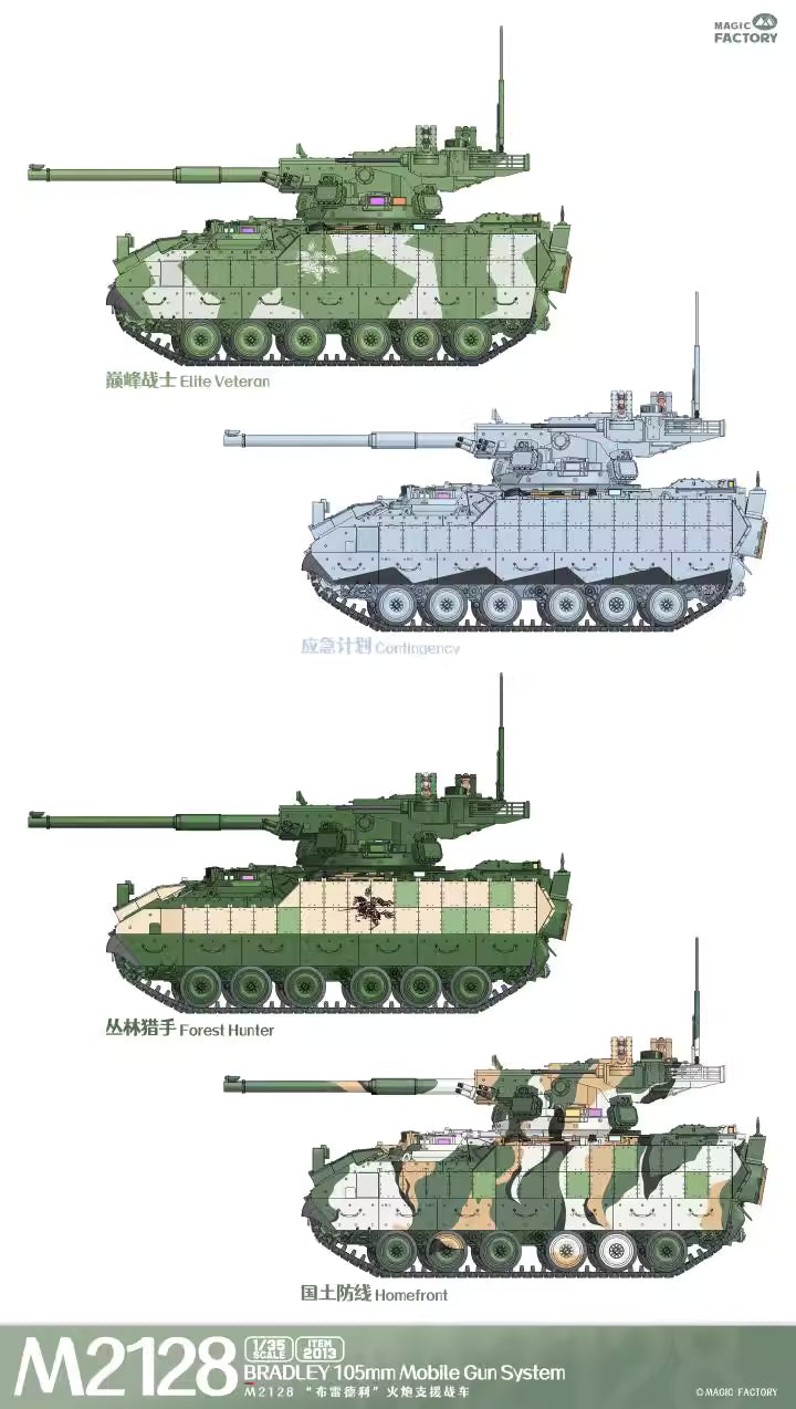 Explore the MAGIC FACTORY 2013 1/35 M2128 BRADLEY Tank Model KIt. Perfect for enthusiasts, this detailed model kit is a must-have for your collection!