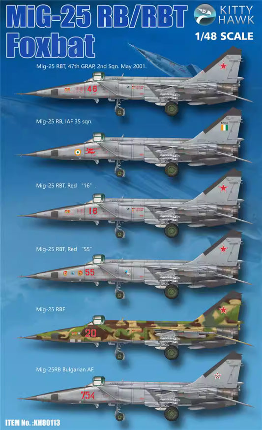 Kitty Hawk 1/48 80113 MIG-25 RB/RBT Foxbat Military Collectible Assembly Model