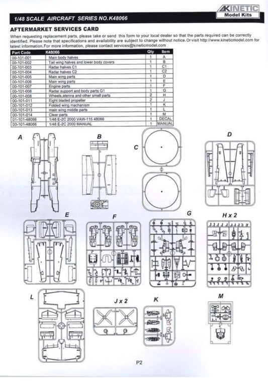 E-2C Hawkeye 2000 CAW-115 Airplane Model KIt | Kinetic K48066 1/48