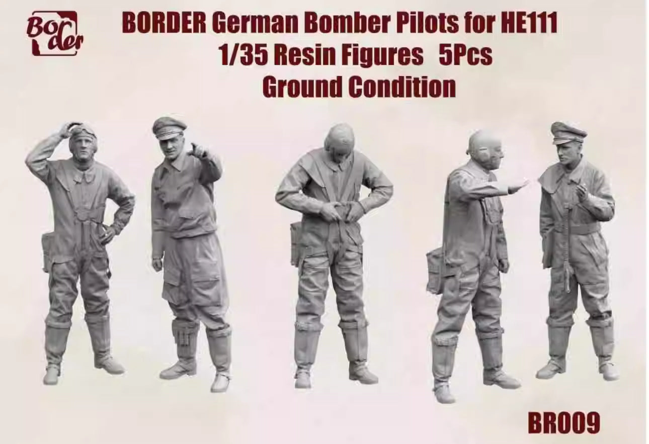 Pilots Resin Figures Ground Condition(5pcs)1/35 For HE111 BF-018 | Border BR-009