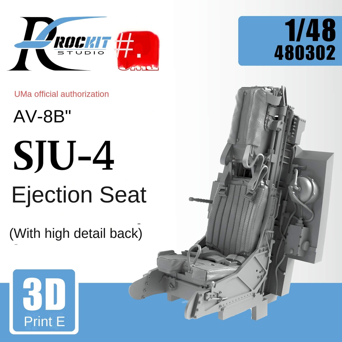 ROCKIT 480302 1/48 AV-8B Harrier Ejection Seat 3D Printed FOR UMA w/Detail Back