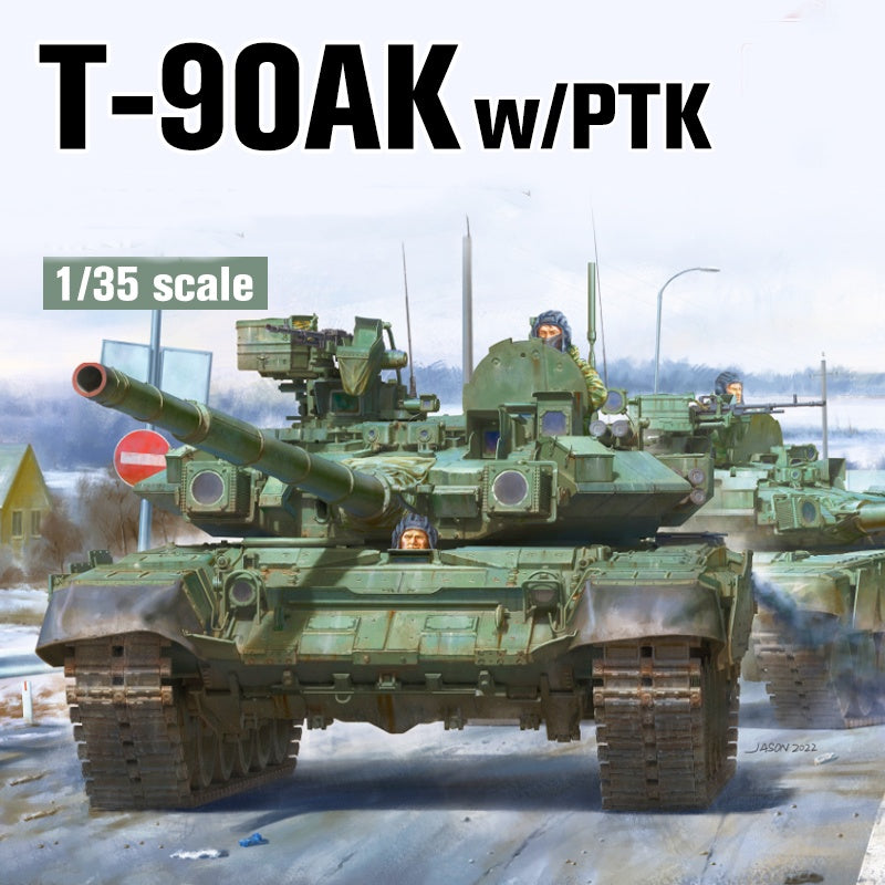Amusing Hobby 35A056 1/35 Scale T-90AK w/PTK Russia Commander Tank Model Kit