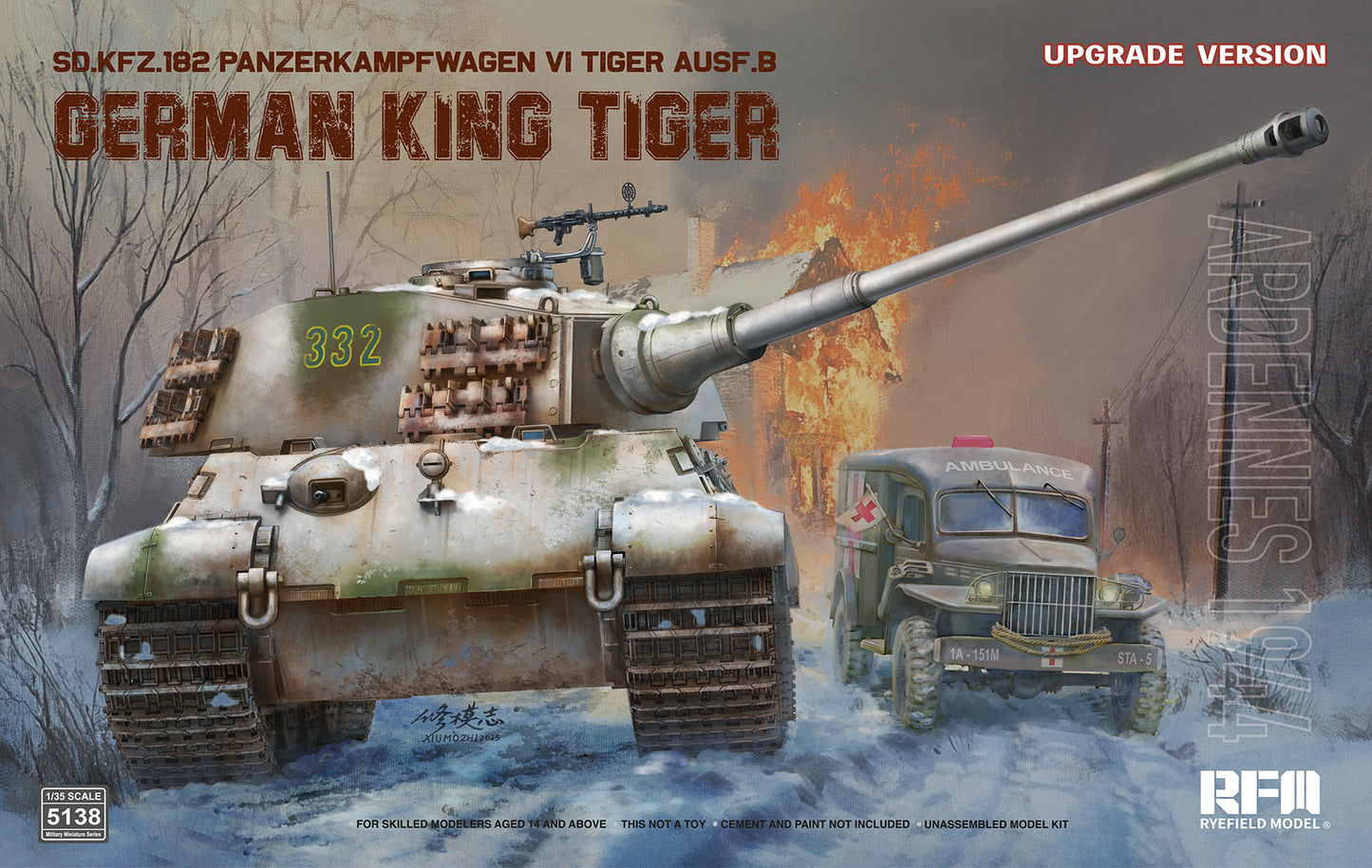 RYEFIELD 5138 1/35 SD.KFZ.182 PANZERKAMPFWAGEN VI TIGER Ardennes1944 Upgrade Ver