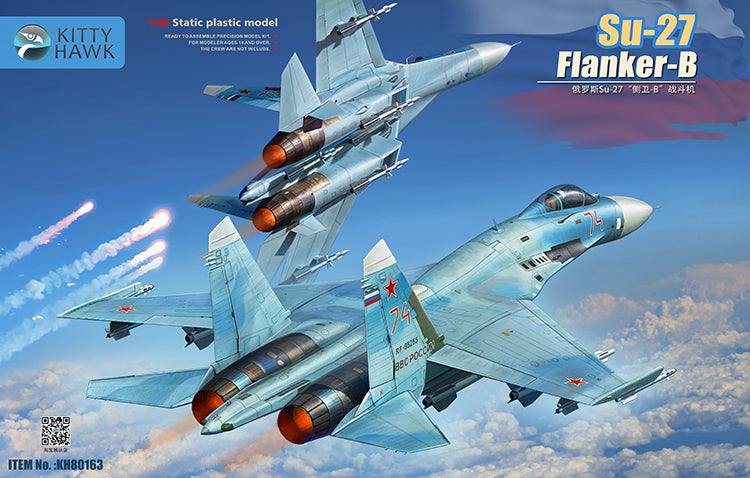 Kitty Hawk KH80163 1/48 Static plastic model Su-27 Flanker-B 2020 new