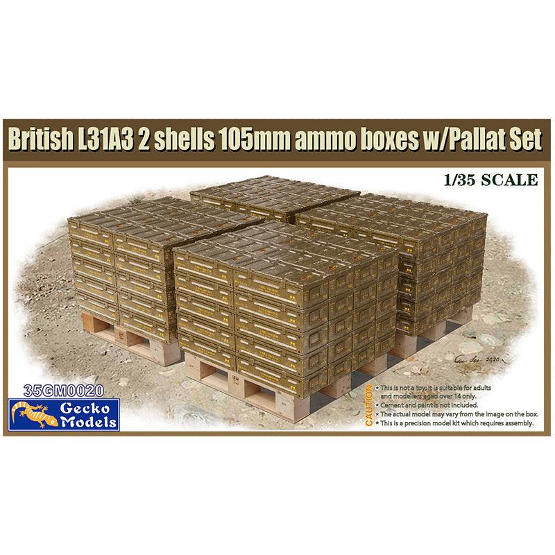 Gecko Models 35GM0020 1/35 British L31A3 2 shells 105mm ammo boxes w/pallat set ModelHive
