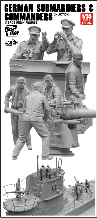 Border BR-002 1/35 German Submarines Commanders (Set of 6) (Plastic model)
