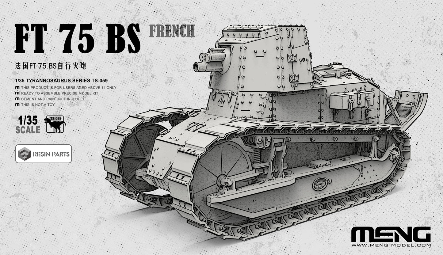 MENG TS-059 1/35 French FT 75 BS Self-Propelled Artillery Assembly Model Kit