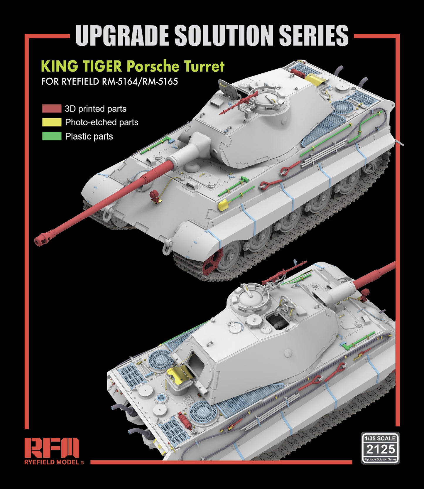 RYE FIELD RFM-2125 Upgrade Kit KING TIGER Porsche Turret FOR RM-5164/RM-5165 Presale