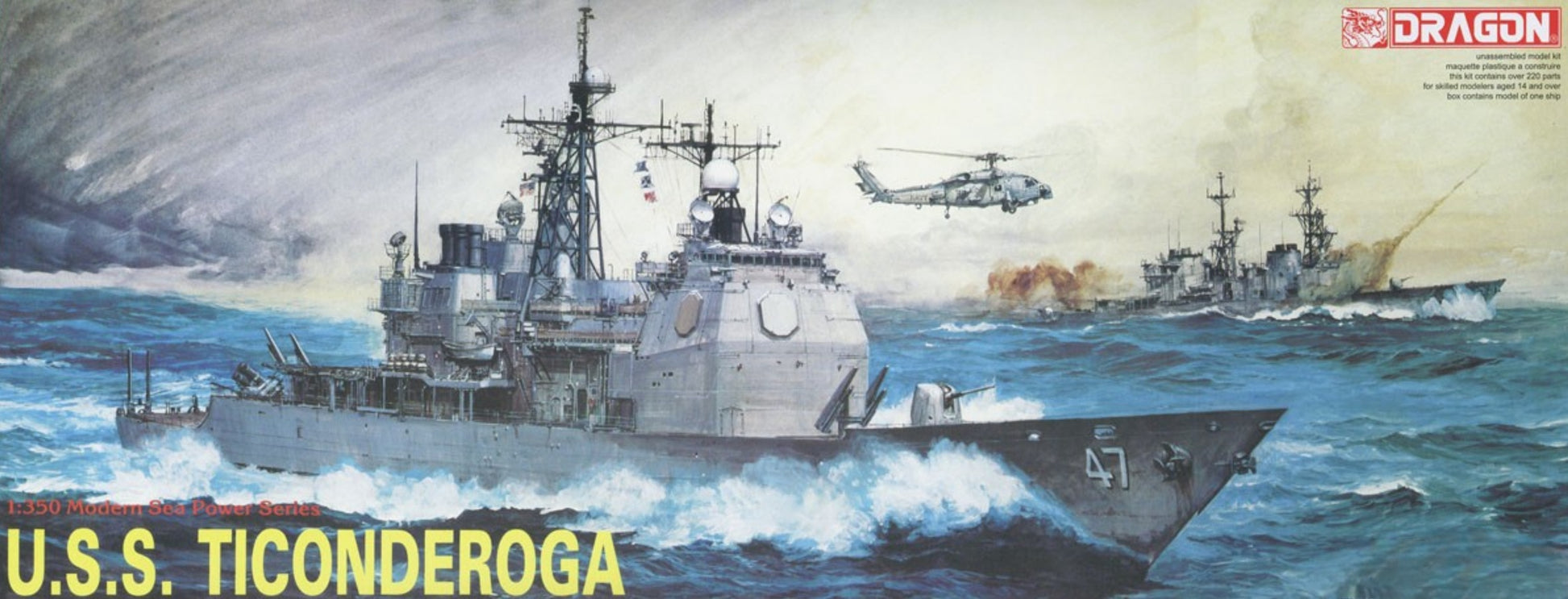 DRAGON 1003 1/350 Scale U.S.S. Ticonderoga CG-47 Assembly Warship Model Kit