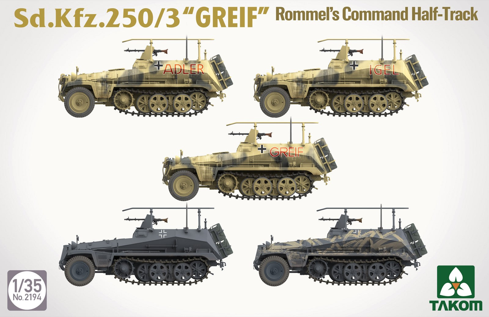 Explore this TAKOM 2194 1/35 Scale Sd.Kfz.250/3 Greif Half-Track Tank Model Kit 