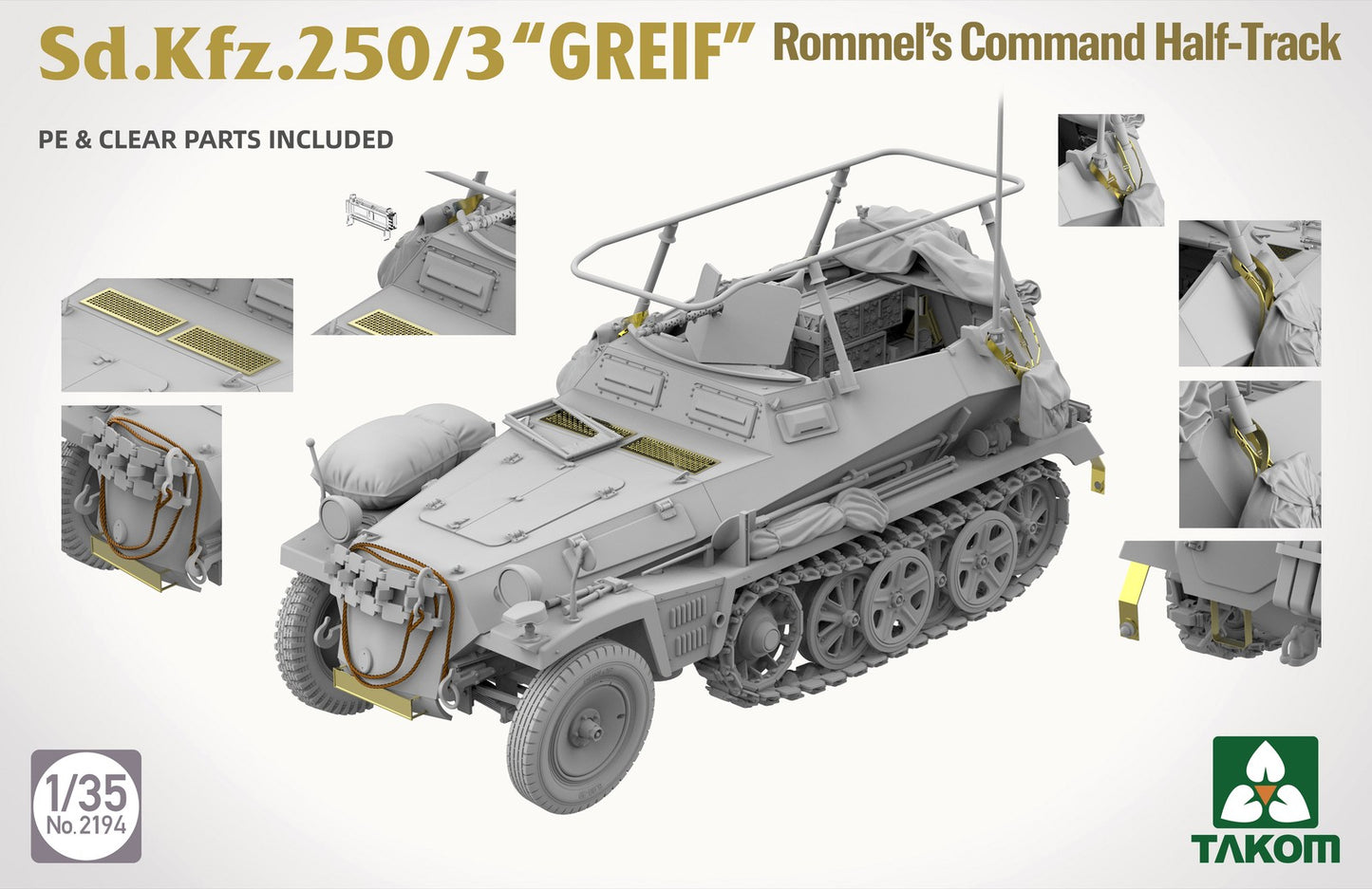 Explore this TAKOM 2194 1/35 Scale Sd.Kfz.250/3 Greif Half-Track Tank Model Kit 