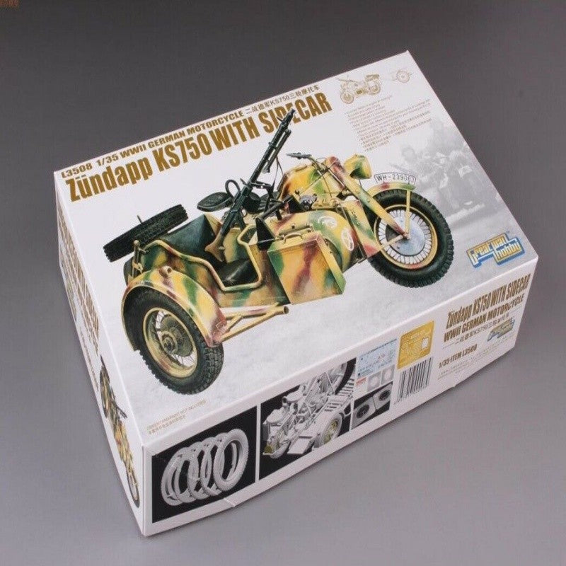 Great Wall 1/35 L3508 WWII German Motorcycle Zündapp KS750 w/Sidecar Model Kit