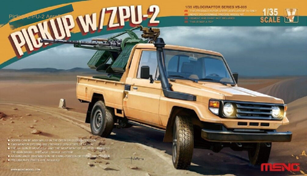 MENG 1/35 VS-005 Model PICKUP W/ZPU-2 Machine Gun Die Cast Superwar