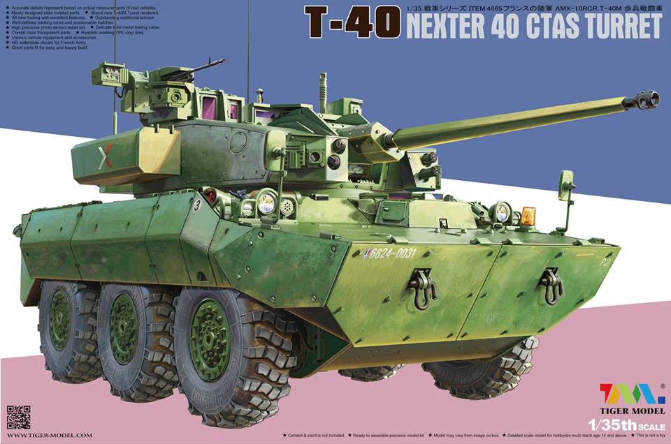 Tiger 4665 1/35 AMX-10RCR T-40 Nexter 40 Ctas Turret Hot Tank Model Kit