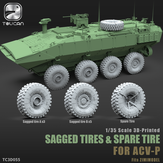 TOUCAN TC3D055 1/35 3D-Printed Sagged Tires & Sparetire For ACV-P ZIMIMODEL