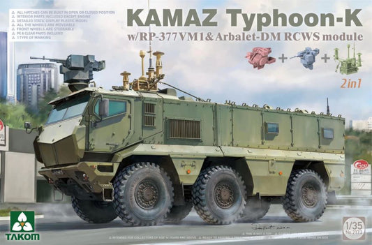 TAKOM 2173 1/35 KAMAZ Typhoon-K W/RP-377VM1 & Arbalet-DM RCWS Module 2 IN 1