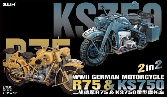 Great Wall Hobby L3527 1/35 R75-KS750 German Heavy Double Wheel Motorcycles