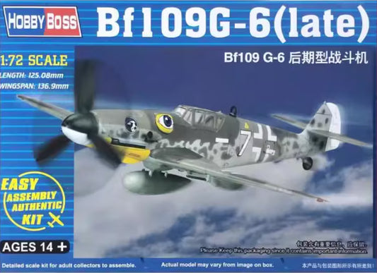Hobby Boss 80226 1/72 Bf109g-6 Late Facile airplane model kit