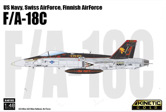F/A-18C Model Kit 1/48 US Navy, Swiss AirForce, Finnish AirForce | Kinetic K48185 - ModelHives