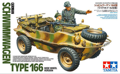 Find the Tamiya 35393 1/35 1/35 SCALE GERMAN SCHWIMMWAGEN TYPE 166 (WIDE WHEEL VERSION) Jeep Model Kit
