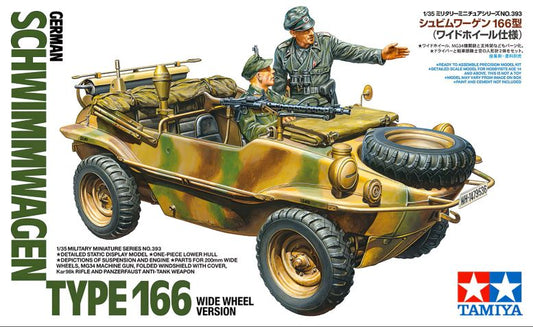 Find the Tamiya 35393 1/35 1/35 SCALE GERMAN SCHWIMMWAGEN TYPE 166 (WIDE WHEEL VERSION) Jeep Model Kit
