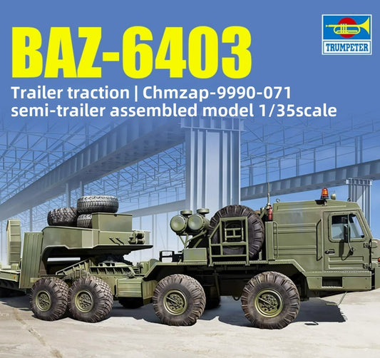 Trumpeter 01086 1/35 Scale BAZ-6403 with ChMZAP-9990-071 Trailer Model Kit