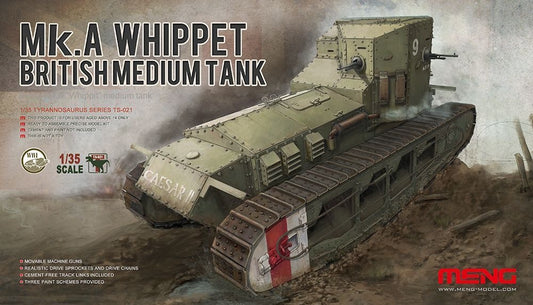 Meng TS-021 1/35 British Medium Model Tank Mk.A Whippet BRAND NEW displayed on packaging.