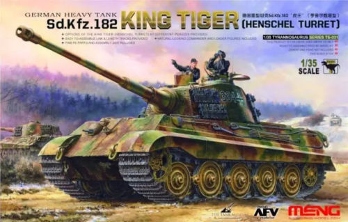 Meng TS-031 King Tiger Henschel Turret plastic model kit in 1/35 scale featuring detailed tank design.