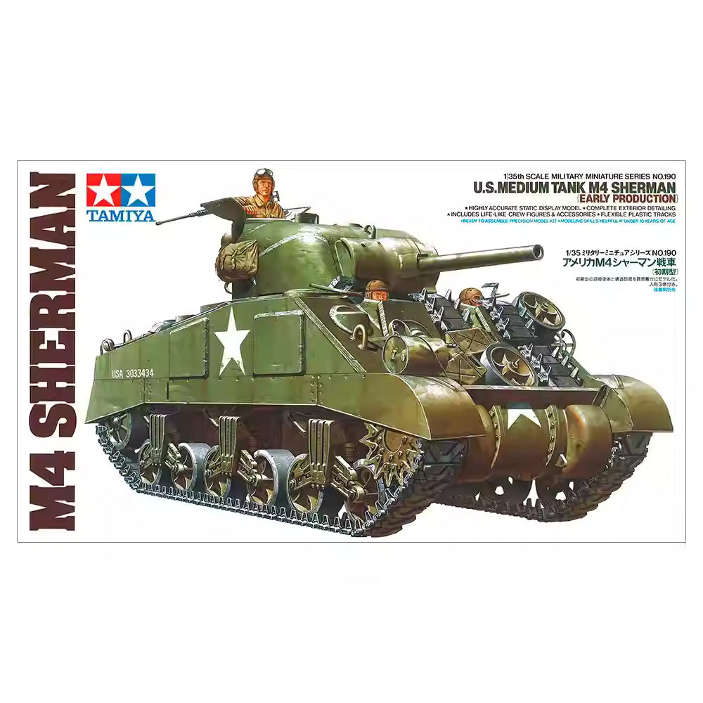 1/35 Scale Model Kit U.S Medium Tank M4 Sherman Early Production | Tamiya 35190