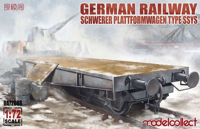 Modelcollect UA72086 , German Railway Schwerer Plattformwagen Type ssys 1+1 pack