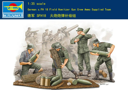 Trumpeter 1/35 00426 German s.FH 18 Field Howitzer Gun Crew Ammo Supplied Team